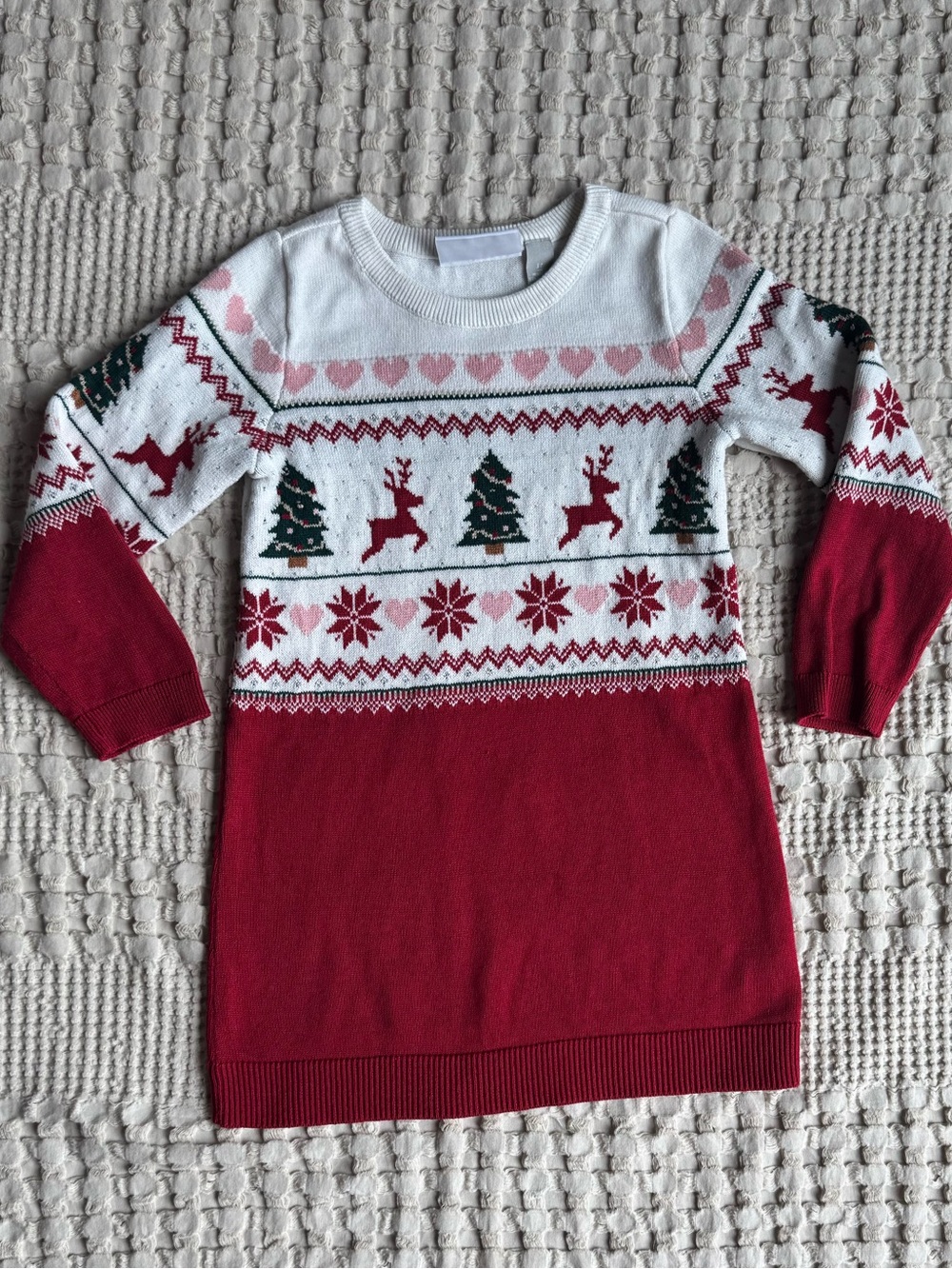The Children's Place Red and White Holiday Knit Sweater Dress